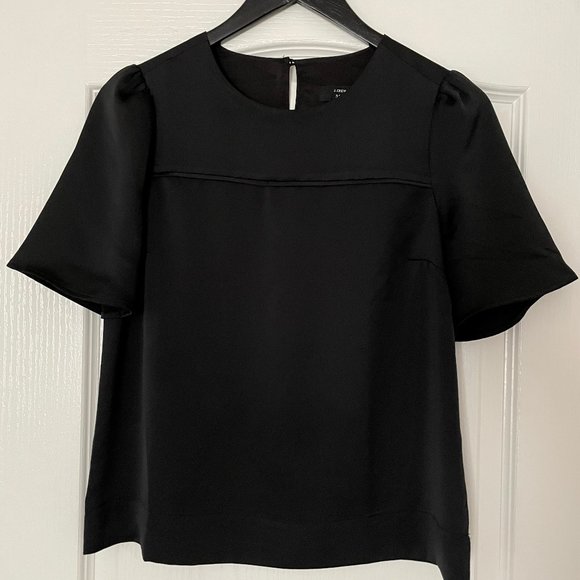 NWOT J.Crew 365 Short Sleeve Top in Black Size 2 - Picture 1 of 5